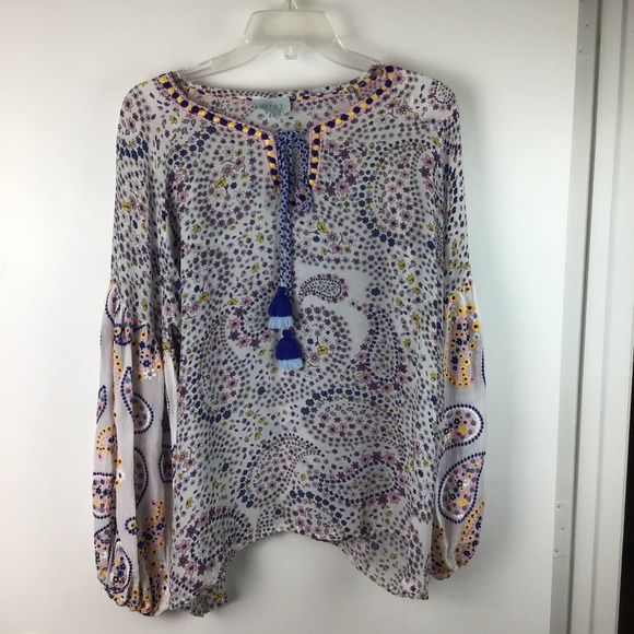 TAJ by Sabrina Crippa Tops - TAJ Sabrina Crippa Silk Floral Embroidered Top